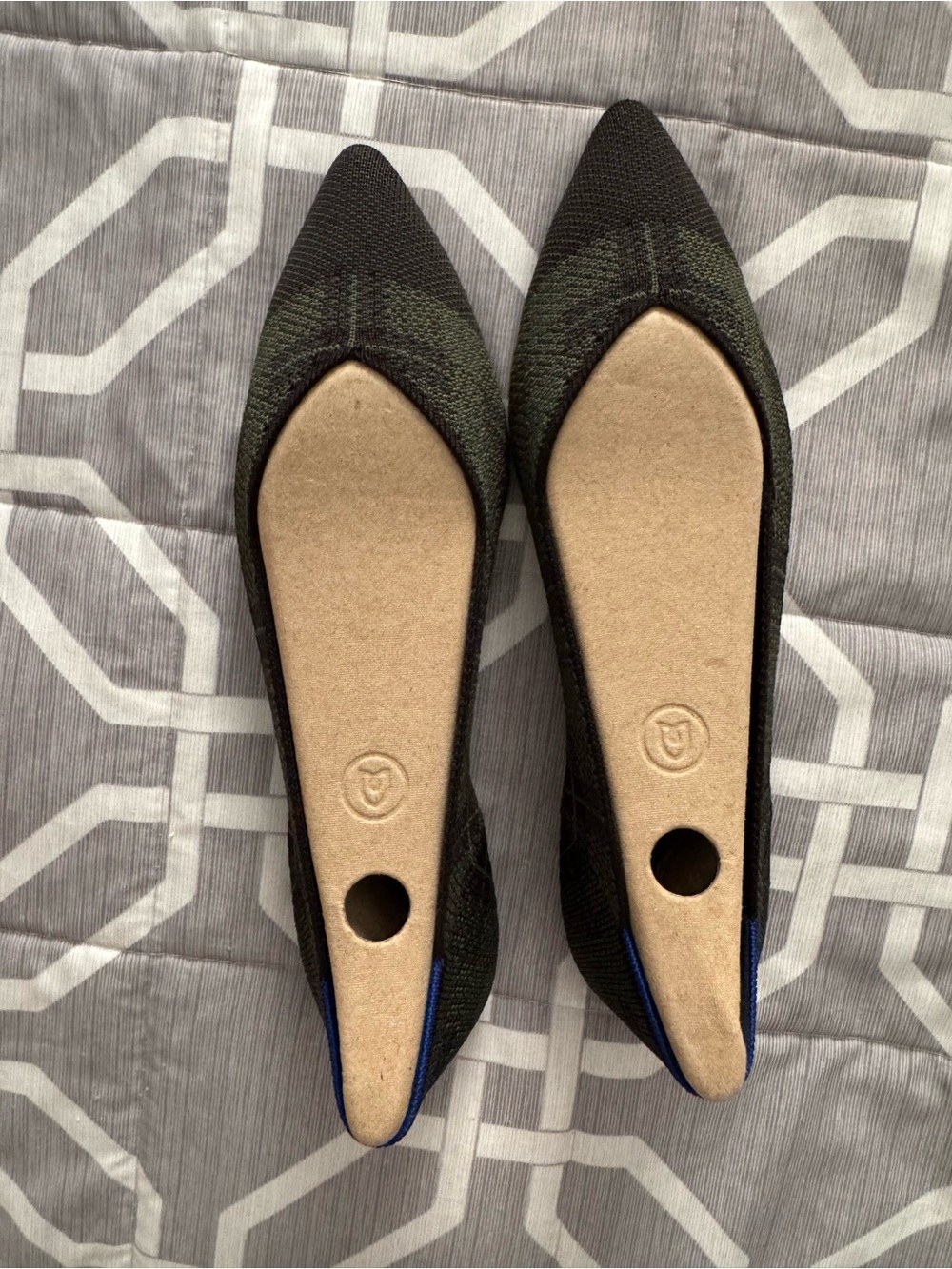 Authentic Rothy Pointed Toe Knit Flats in Black and Olive